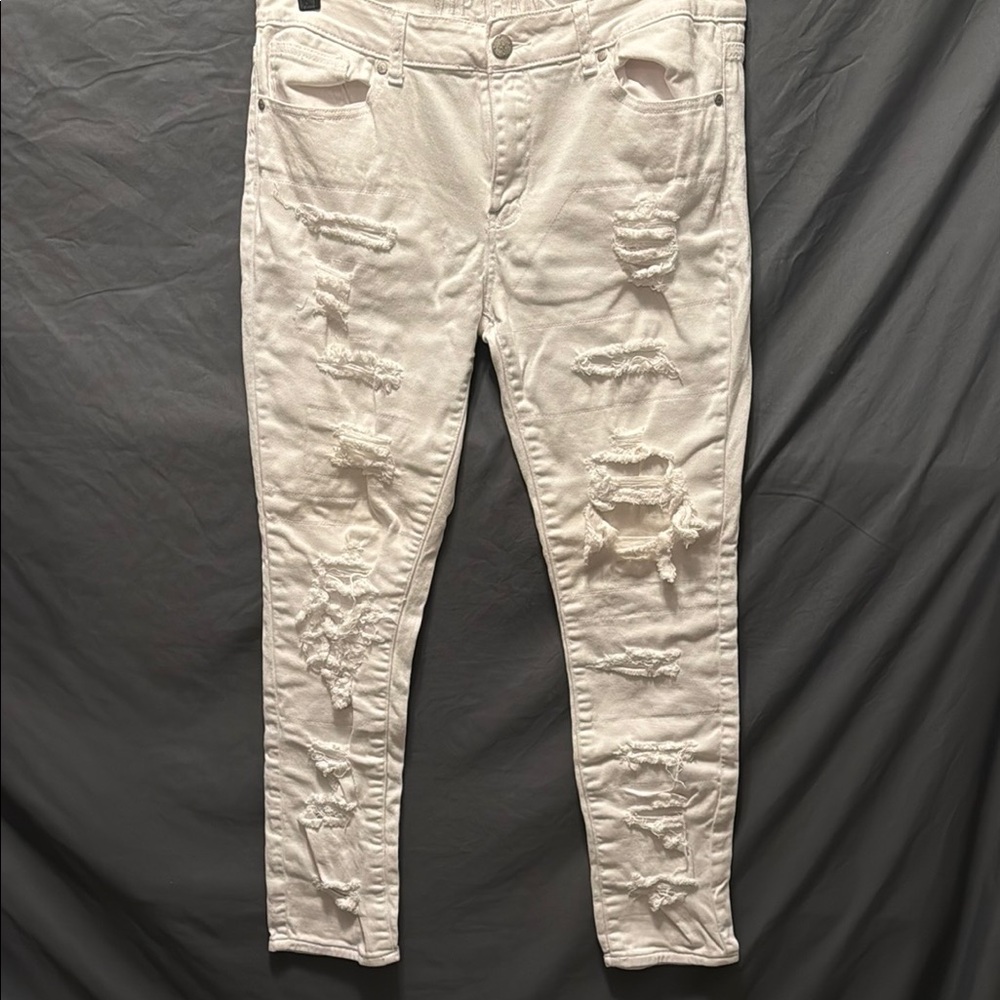 Distressed White Jeans by VIP
